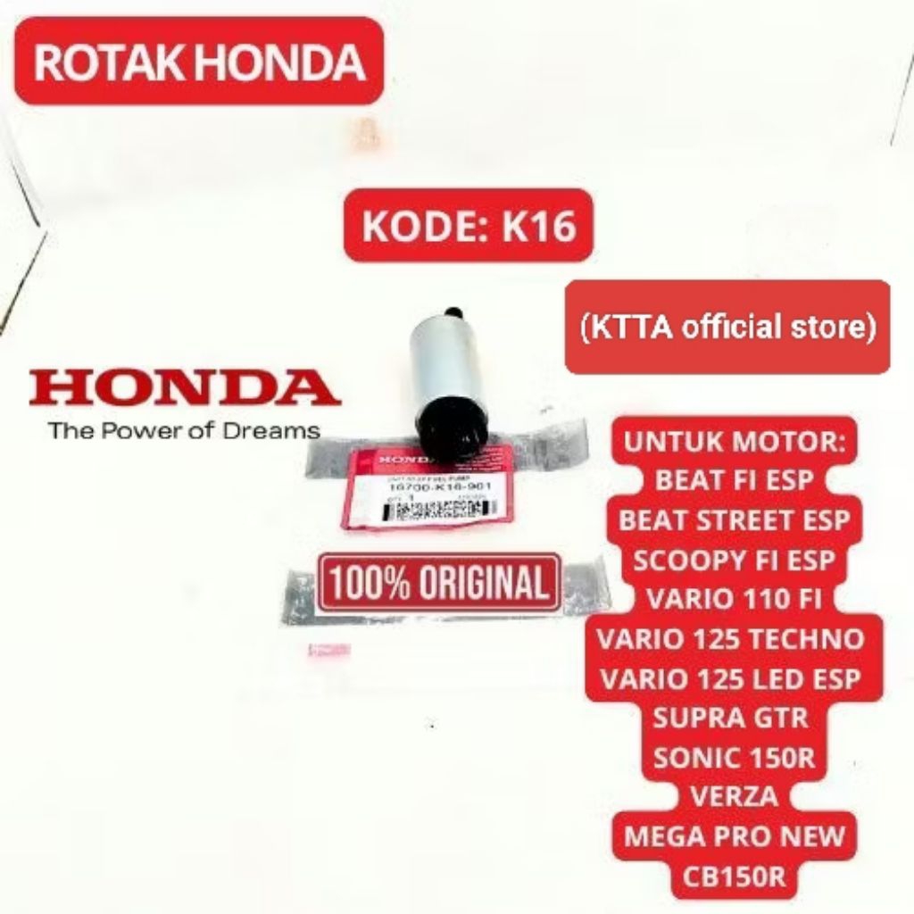 100% ORIGINAL Paket rotak Honda kode k16/k15/k81/k25/kzl untuk motor beat fi, beat Esp, vario 125 fi