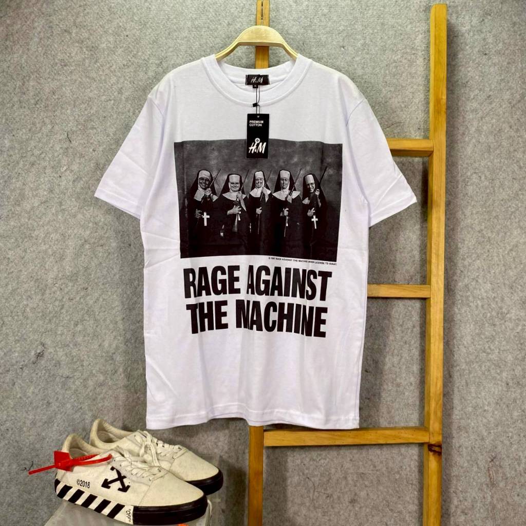 KAOS T-SHIRT MUSIC VINTAGE RATM RAGE AGAINST THE MACHINE TOUR WHITE
