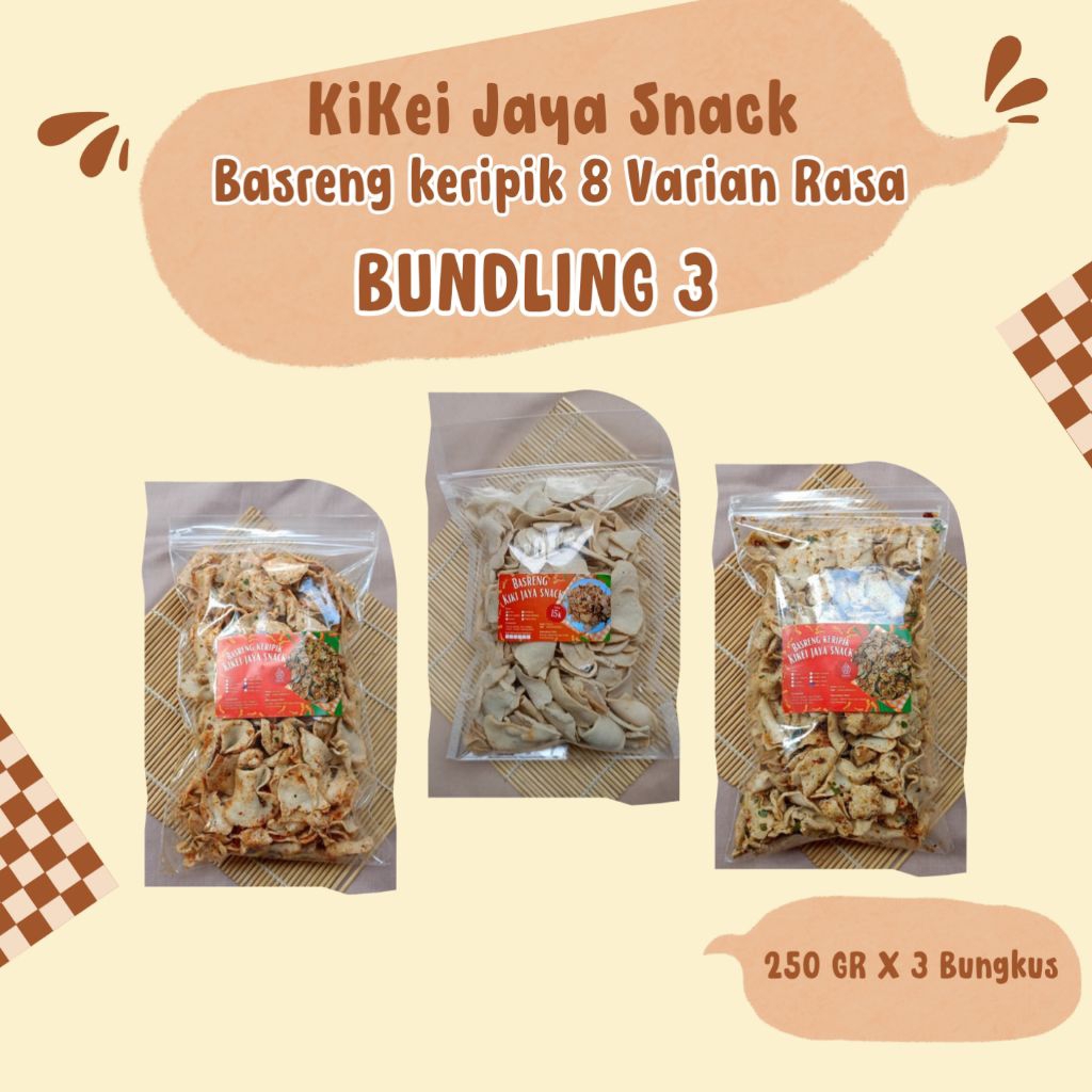 BUNDLING 3 - BASRENG KERIPIK 8 VARIAN RASA BEBAS PILIH VARIAN RASA ( TULIS VARIAN RASA DI PESAN OPSI