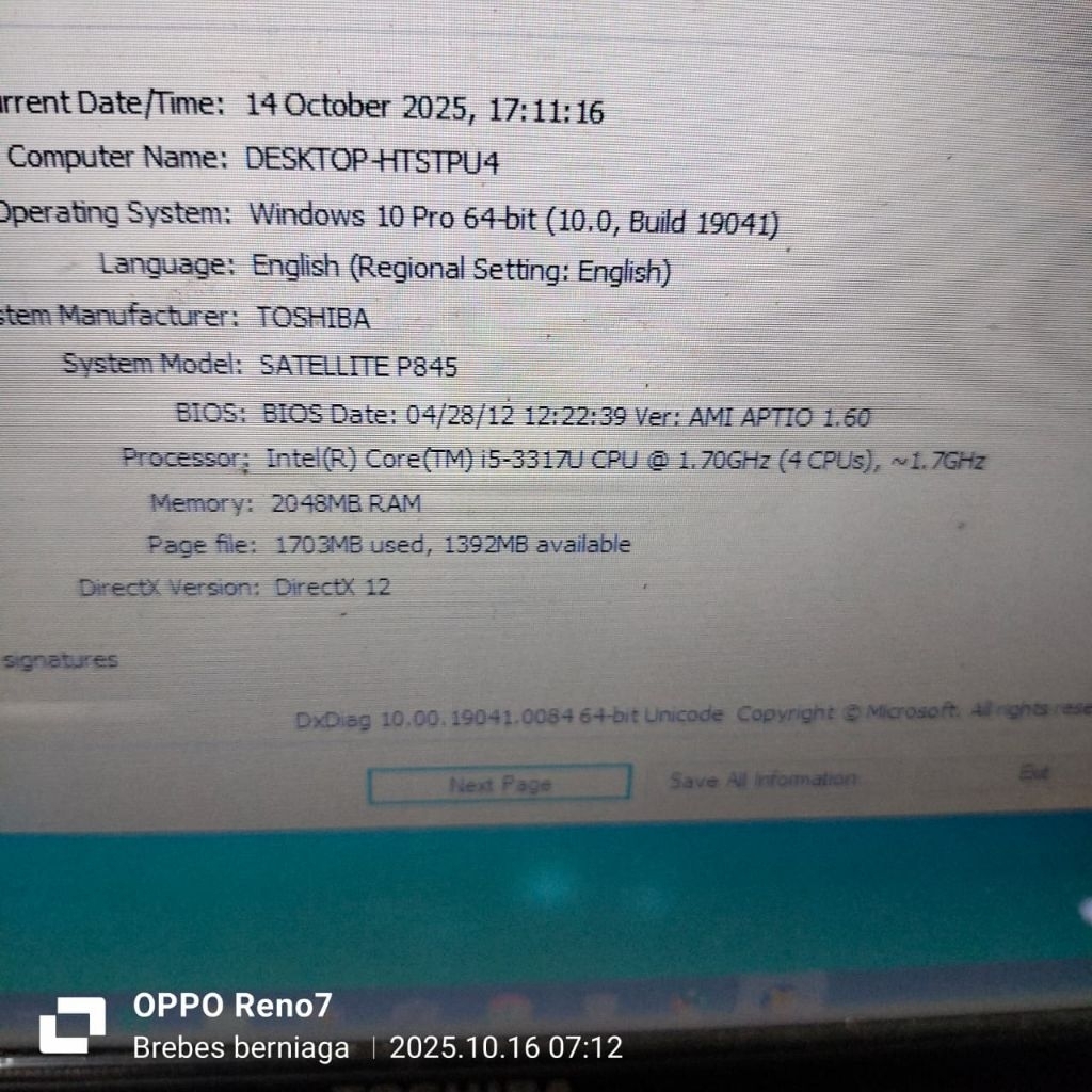 motherboard normal toshiba satellite p845 core i5-3317u