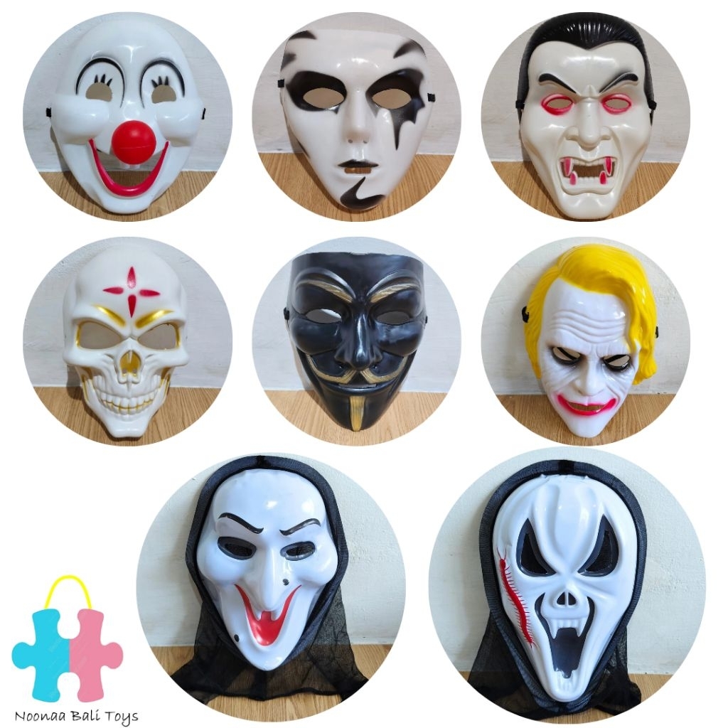 Topeng Cosplay Halloween Topeng Badut Drakula Joker Tengkorak