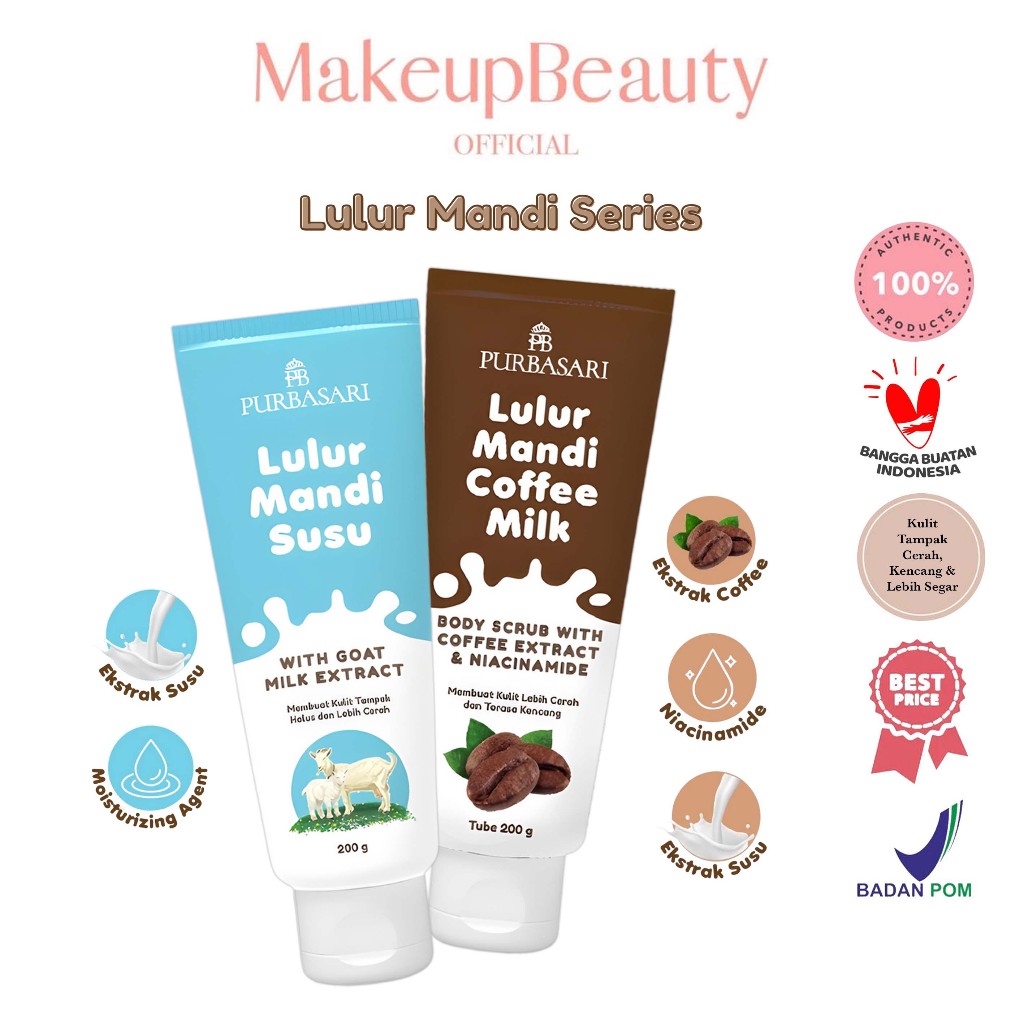 PURBASARI Lulur Mandi Tube 200g - Milk Body Scrub | Coffee Milk Scrub