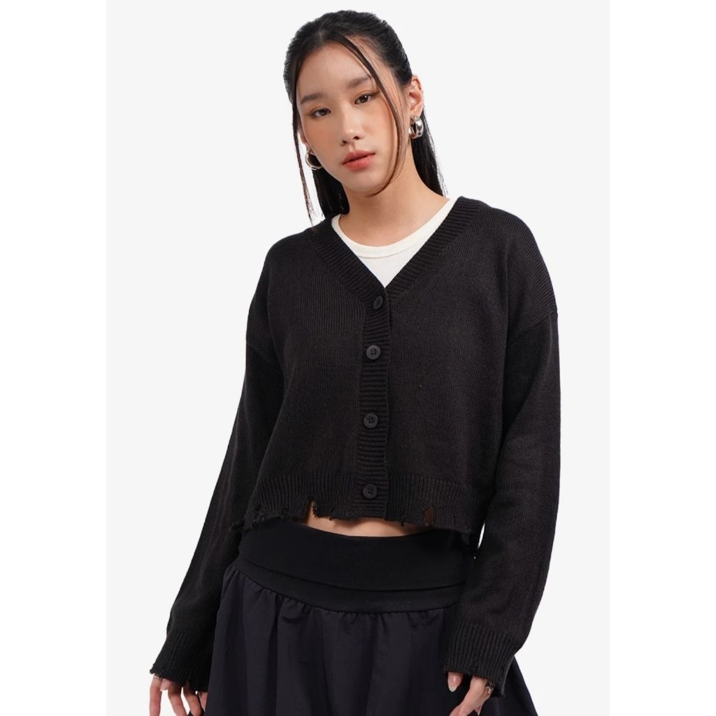 Colorbox Distressed Long Sleeve Knit Cardigan size  XL