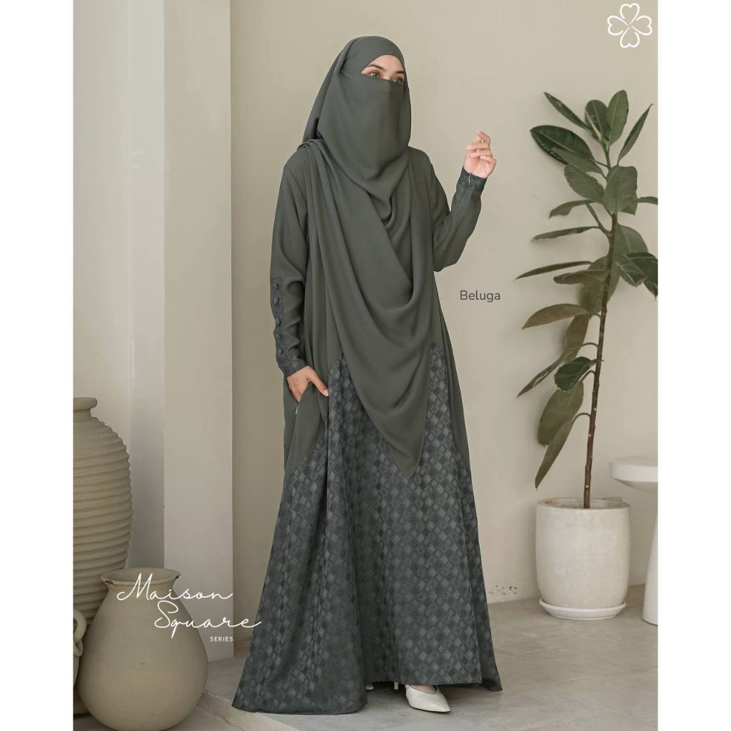 Gamis Abaya Mahira Maison Square - Abaya Syar’i Premium Kain Adem Al Ayn dan Nazwa - Gamis Muslimah 