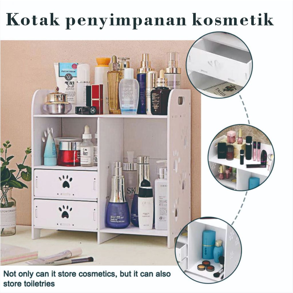 Rak Kosmetik Kayu Kotak WPC Tempat Makeup Kosmetik WPC Tempat Kosmetik Makeup Storage Kotak Penyimpa