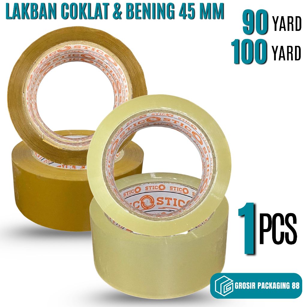 45MM Lakban Bening Cokelat  90 yard - 100 yard | Lakban 2 inch 90 100 Yard
