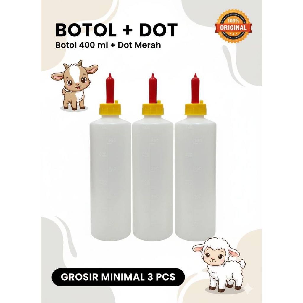 GROSIR Botol 400 ml + Dot Merah - Botol Dot cempe kambing domba