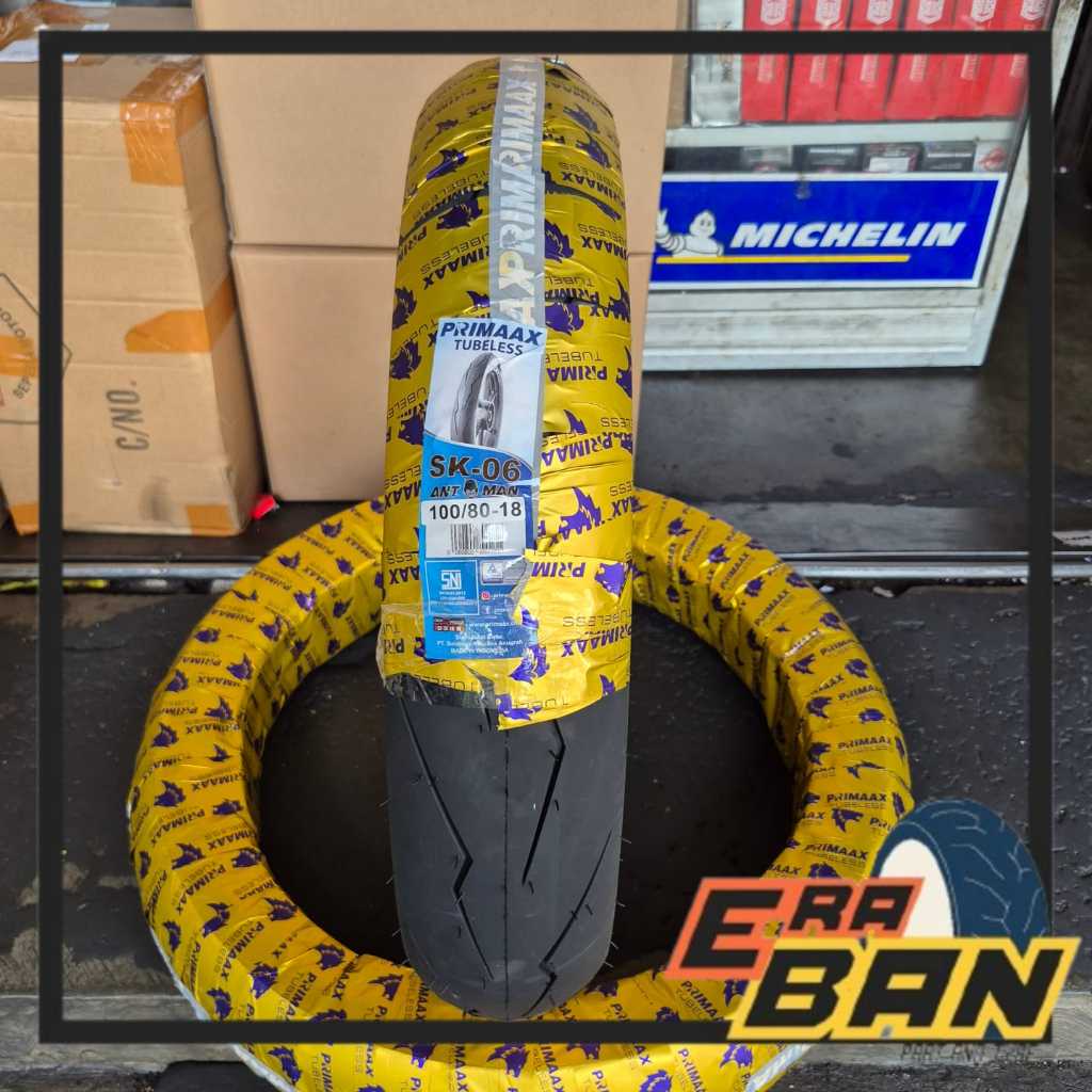 BAN LUAR PRIMAAX SK06 100 80 RING 18 TUBELESS DONAT BULAT