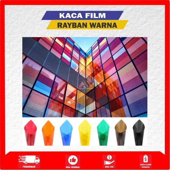 STIKER KACA / KACAFILM WARNA / KACA FILM RIBEN WARNA BIRU KUNING COKELAT HITAM