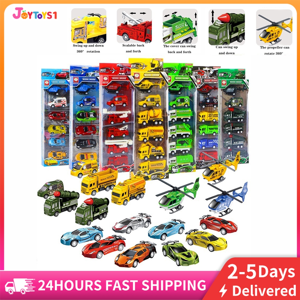 JOYTOYS1 Mobil Kecil Inersia Mainan Anak Mobil Truk Model Kembali Truk Pemadam Kebakaran Anak Laki-l
