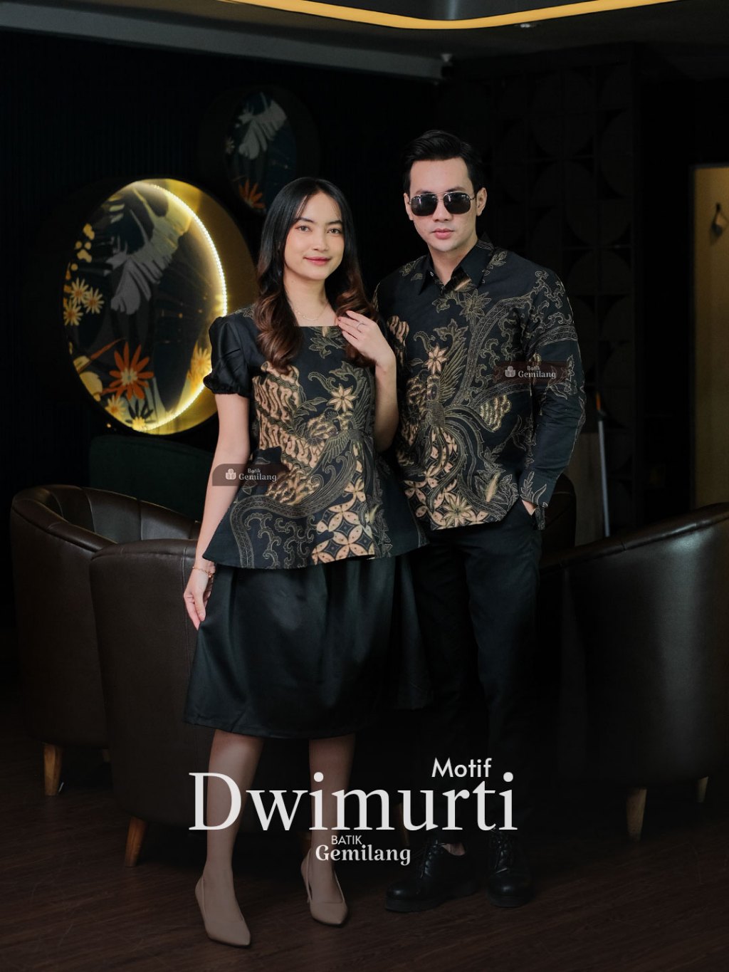 Motif Dwimurti - Batik Couple Modern Elegan Wanita Pesta Natal Kemeja Batik Dress Premium