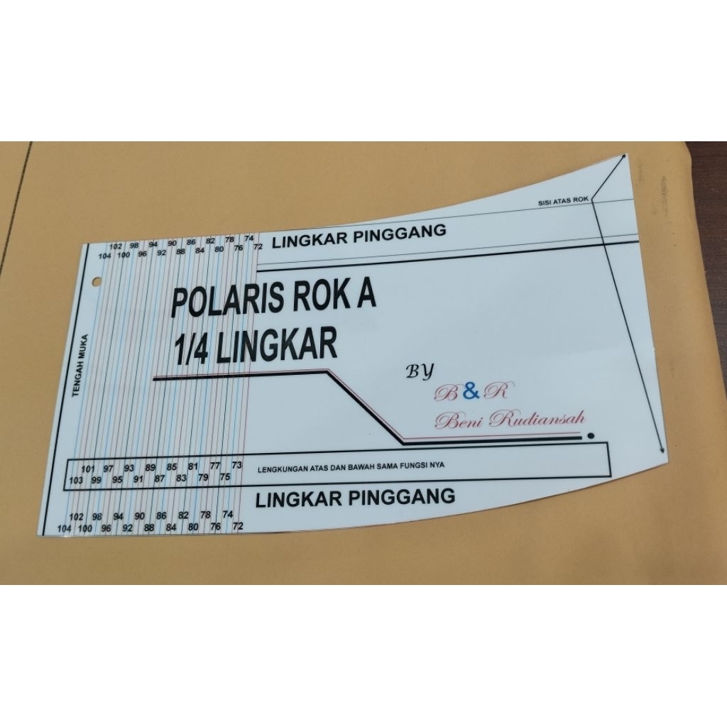 pola rok A, penggaris pola rok A