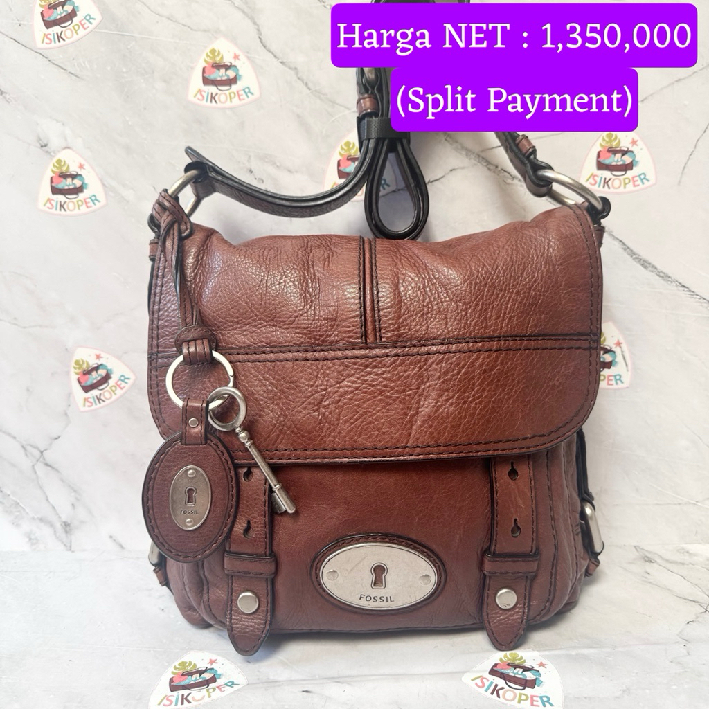 453 NET-Preloved Fossil Maddox Flap Crossbody Espresso