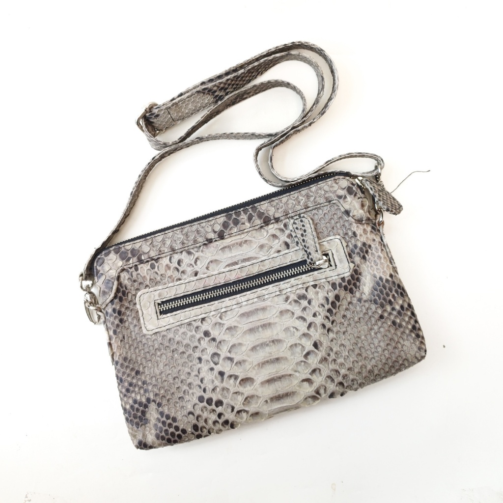 Dompet Tas Tangan Premium Risleting Kulit Ular Asli