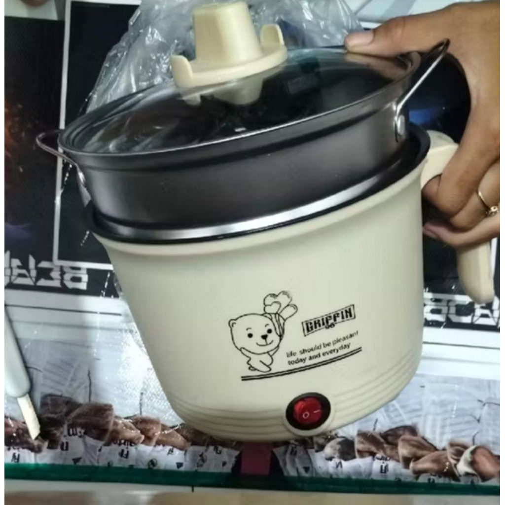 PANCI LISTRIK KUKUSAN STAINLESS STELL MULTI FUNGSI BERUANG/KOMPOR ELEKTRIK SERBAGUNA PEMANGGANG FRY 