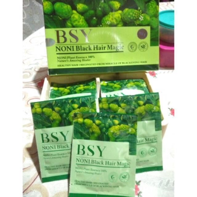 BSY Noni Black Hair Magic Shampo per SACHET - Penghilang Uban - Shampo Penghitam Rambut
