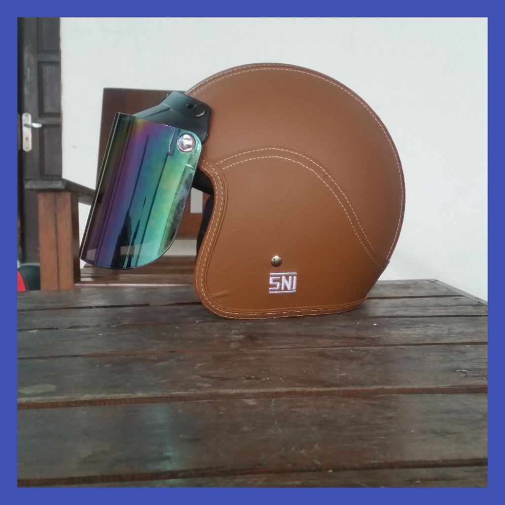 helm Bogo retro classic kulit half face helm SNI