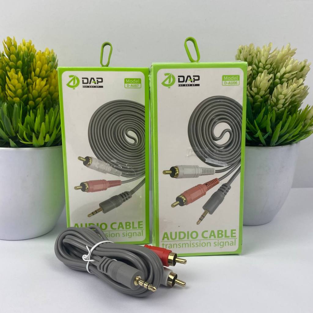 DAP KABEL AUDIO AUX 2 IN 1 JACK 3.5MM TO RCA HITAM METER ORIGINAL
