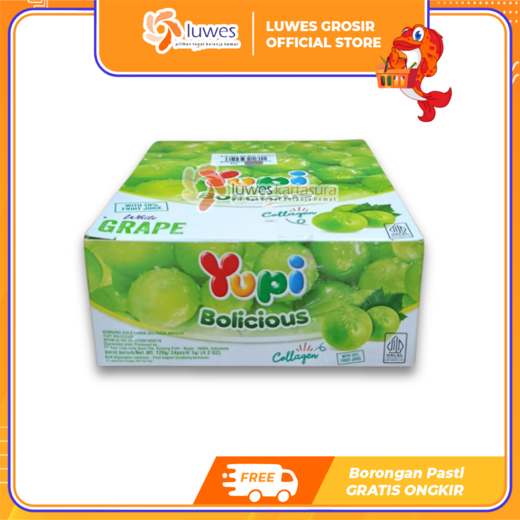 [GROSIR] Yupi Bolicious Permen Yupi Rasa Grape Anggur Box Isi 24pcs Murah