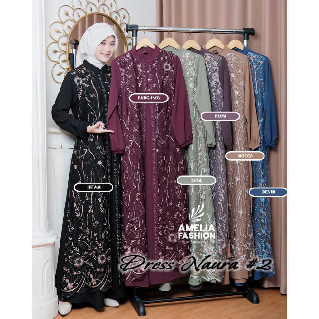 NAURA DRESS BY AMELIA DRESS SABRINA MIX BROKAT DRESS KONDAGAN DRESS SIMPEL