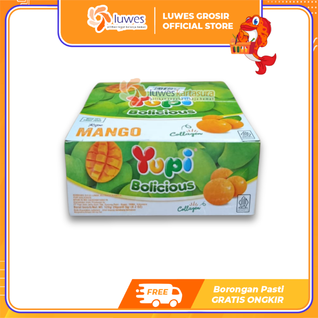 [GROSIR] Yupi Bolicious Permen Yupi Rasa Mango Mangga Permen Box Isi 24pcs Murah