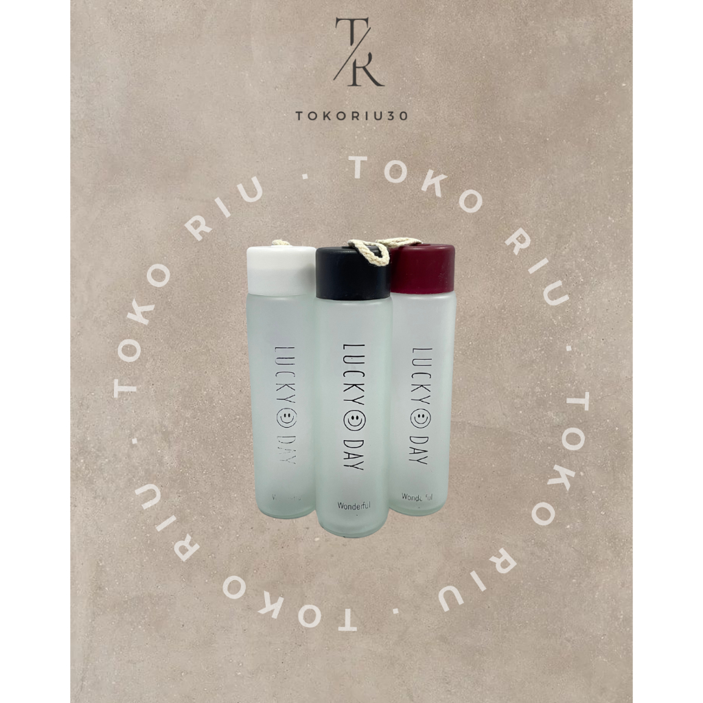 Botol lucky day / botol souvenir pernikahan  / Botol Minum / Botol Minum Kaca / Tempat Minum / Botol
