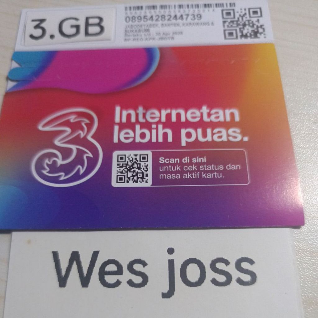 kartu perdana tri kuota 3gb nasional