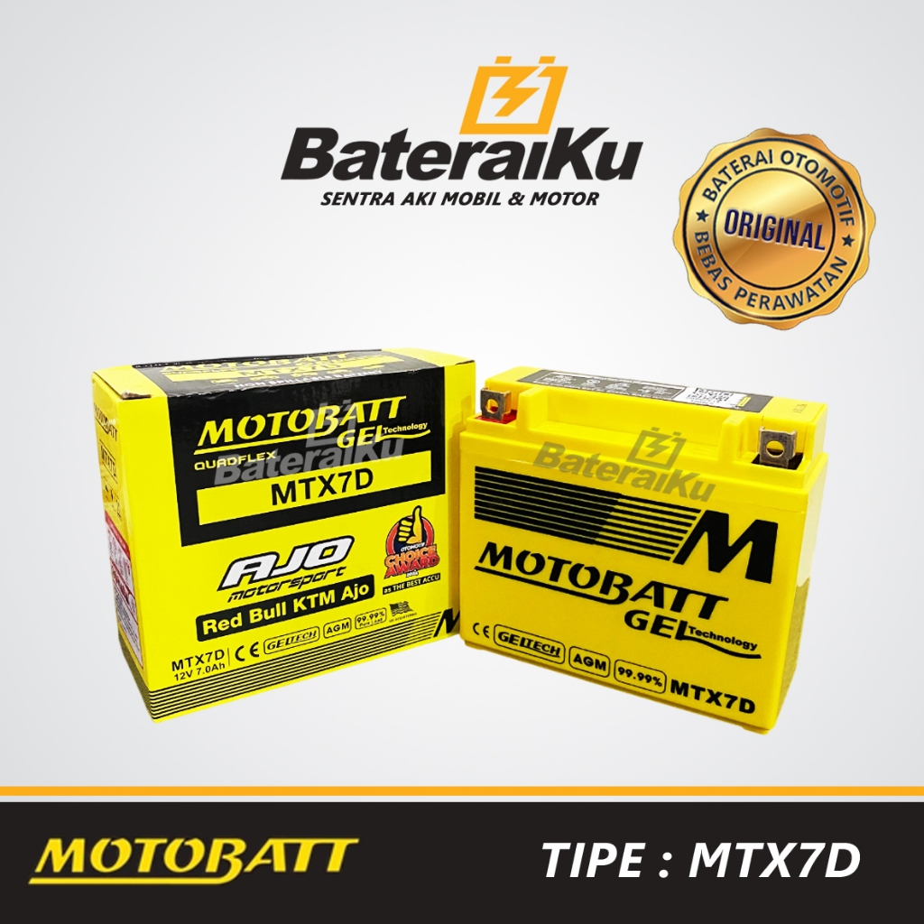 Aki Motobatt MTX7D Aki Kering Aki Motor Scorpio, Tiger, Nuovo Original