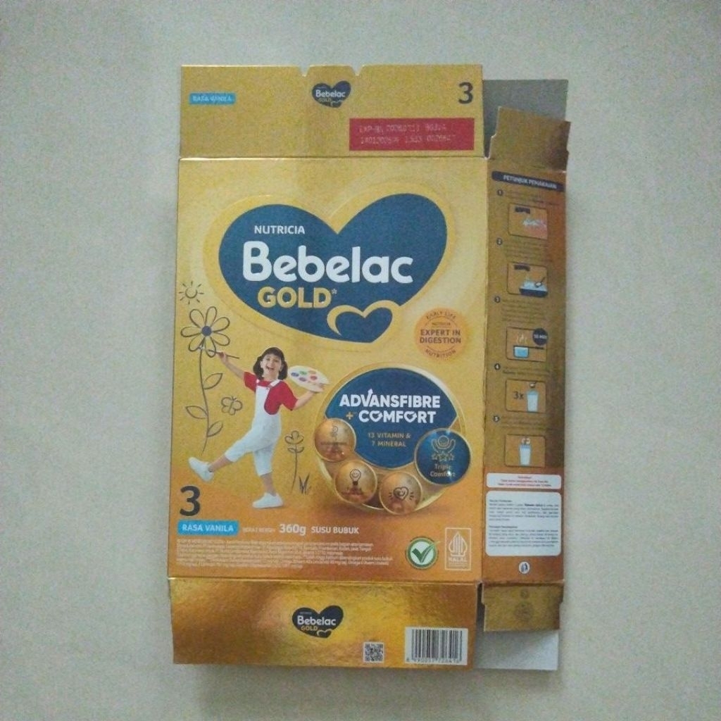 Kotak susu bekas Bebelac Gold 3