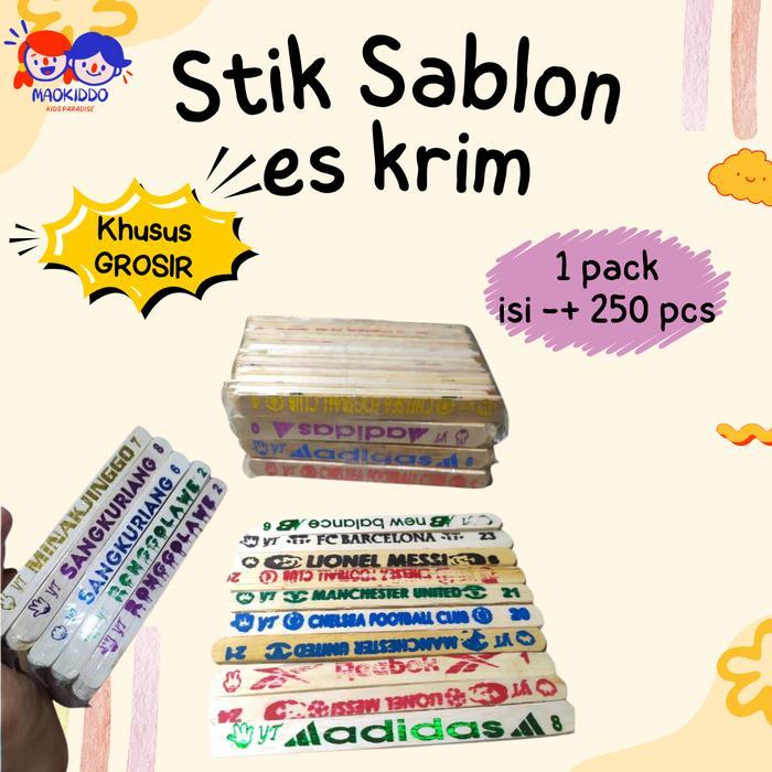 mainan Stik Eskrim isi 250 Stik Sablon Emas Stik Kayu Es Krim / MAINAN ANAK STIK GEBRAK  upin ipin
