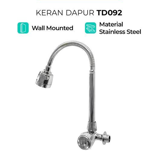 Toto - Kran Air Cuci Piring Tembok Dapur Stainless Td092