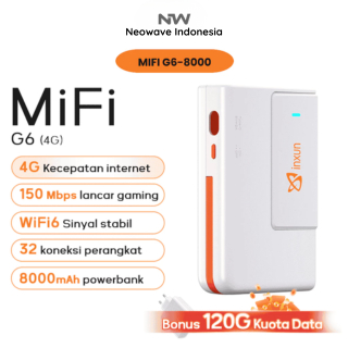 [Bonus 120GB] Neowave MiFi 8000mAh Powerbank Charger Modem Wifi 4G 150Mbps All Operator 4G | Mifi Wi