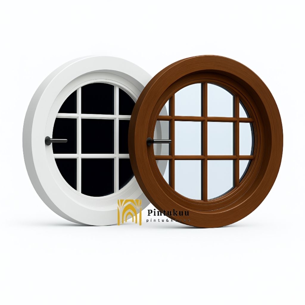 Kusen Kayu Jati Diameter 60-70 cm Jendela Bulat Kayu Jati JKB