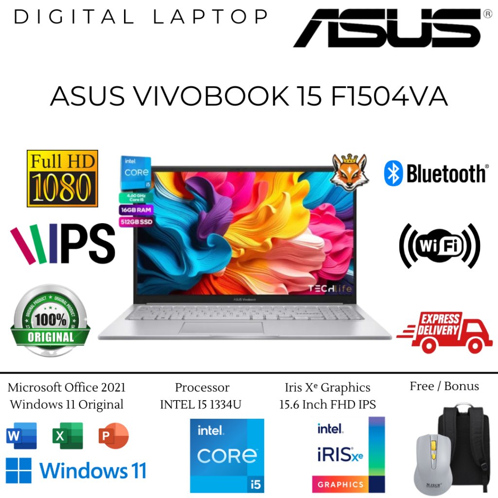 Laptop ASUS VIVOBOOK 15 F1504VA Intel Core i5 1334U RAM 16GB 1TB SSD FHD IPS Win11 Original