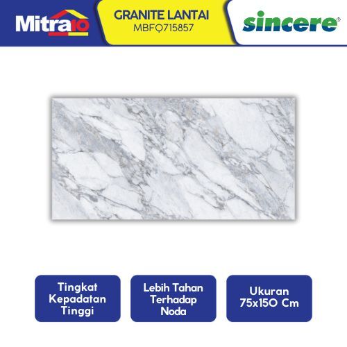 Granit Lantai Sincere MBFQ715857 75x150cm Putih Abu Glazed