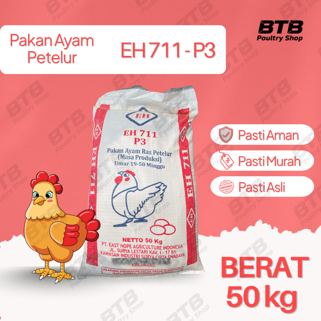 EH 711 P3 Petelur Pakan Ayam Pur Ayam Petelur Makanan Anak Ayam 1 Sak 50Kg