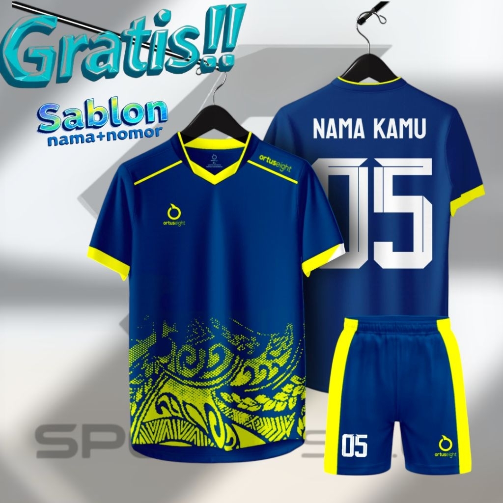 (ISI 12 PCS) (FREE) CUSTOM NAMA+NOMOR+SPONSOR+LOGO setelan baju Jersey olahraga sepak bola dan futsa