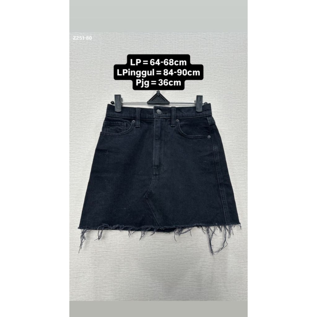 Rok Denim ABERCROMBIE Preloved - High Waist Mini Skirt Hitam Like New - Ukuran S [Z251-80]