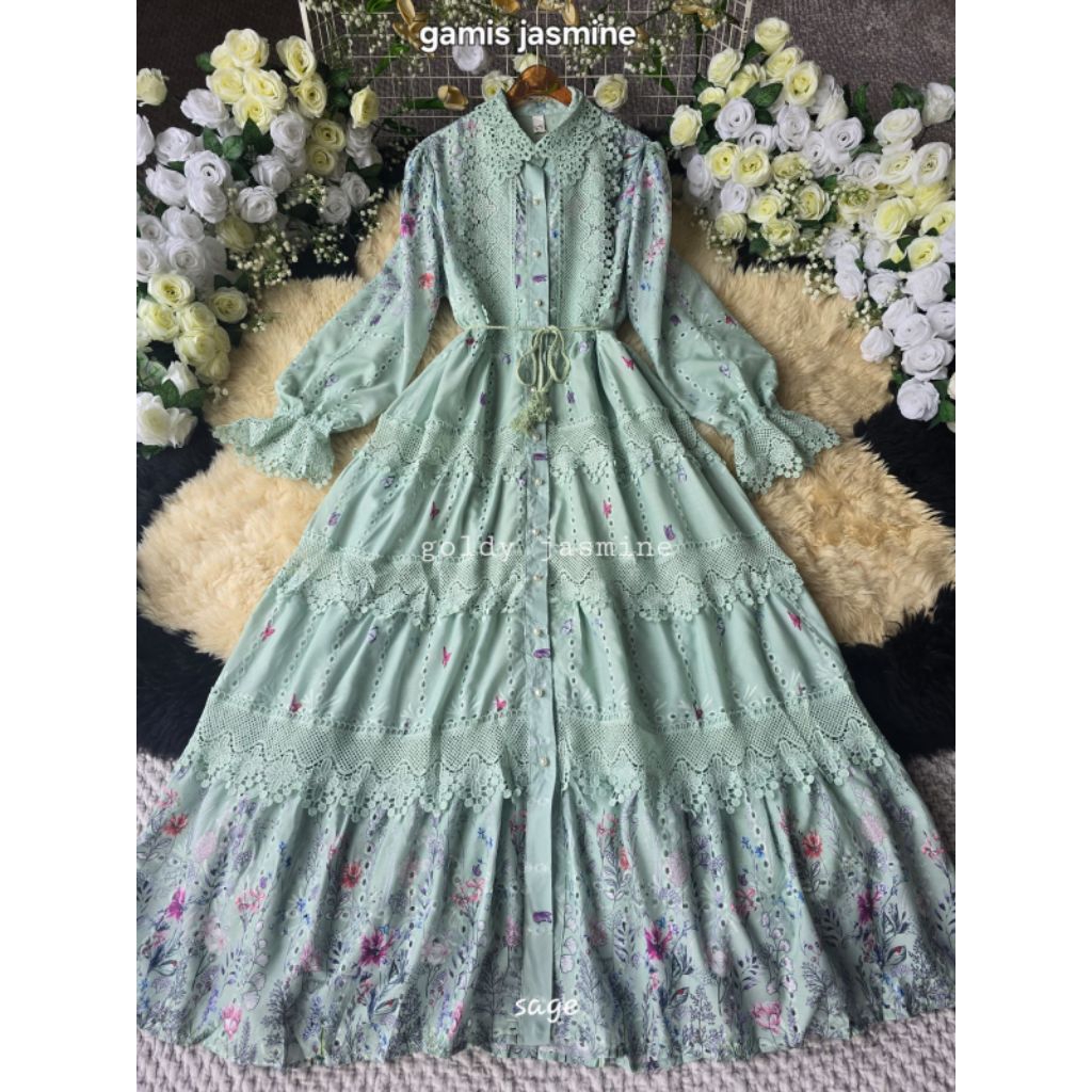 Gamis Jasmine | Premium Import BKK By Goldy Katbol Renda Cantik