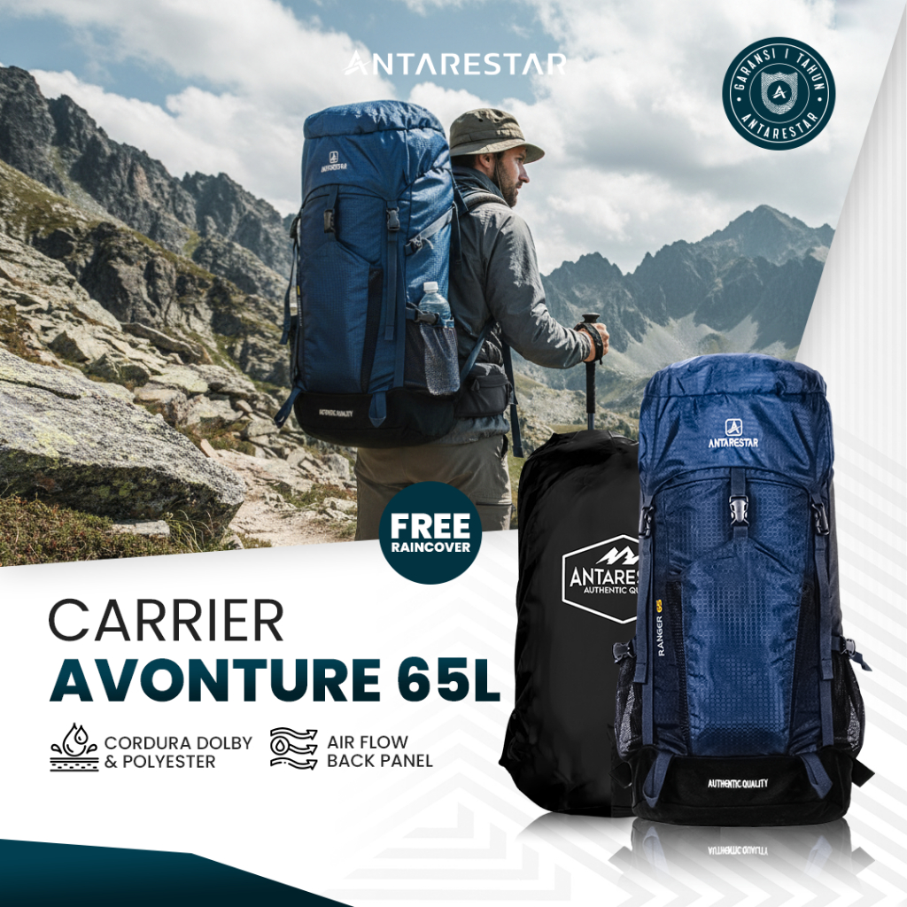 ANTARESTAR Official - Tas Ransel Gunung Tas Carrier Avonture Camping Outdoor Backpack 65 Liter Tas K