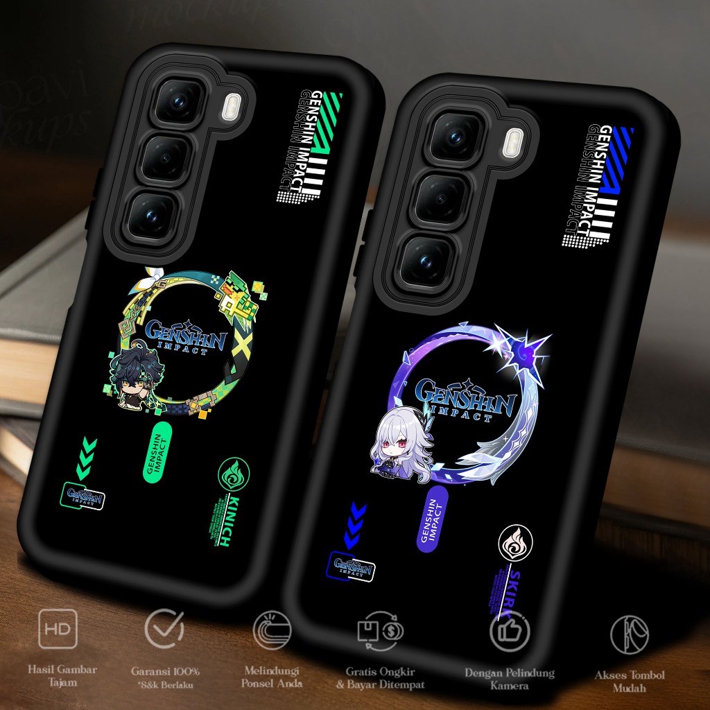 Softcase Glass kaca untuk INFINIX HOT 50 5G LIGHT GENSHIN Casing Handphone Case Procamera