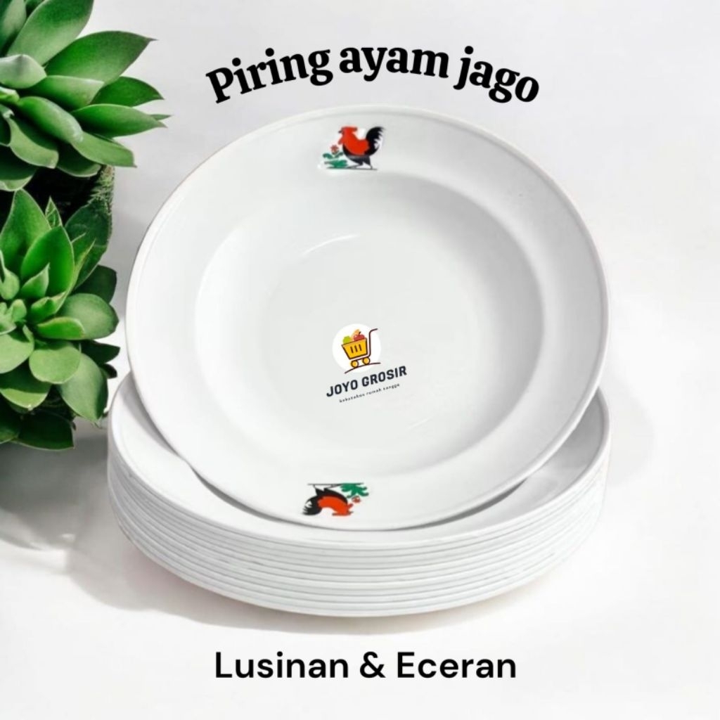 LUSIN - Piring plastik ayam jago putih