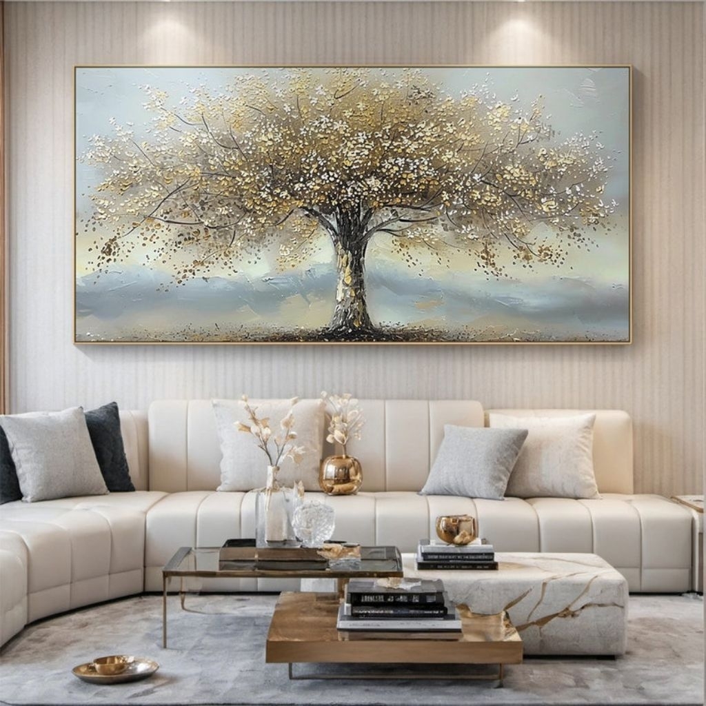 Lukisan Pohon Mewah Ilegan Dekorasi Dinding Hiasan Dinding Ruang Tamu