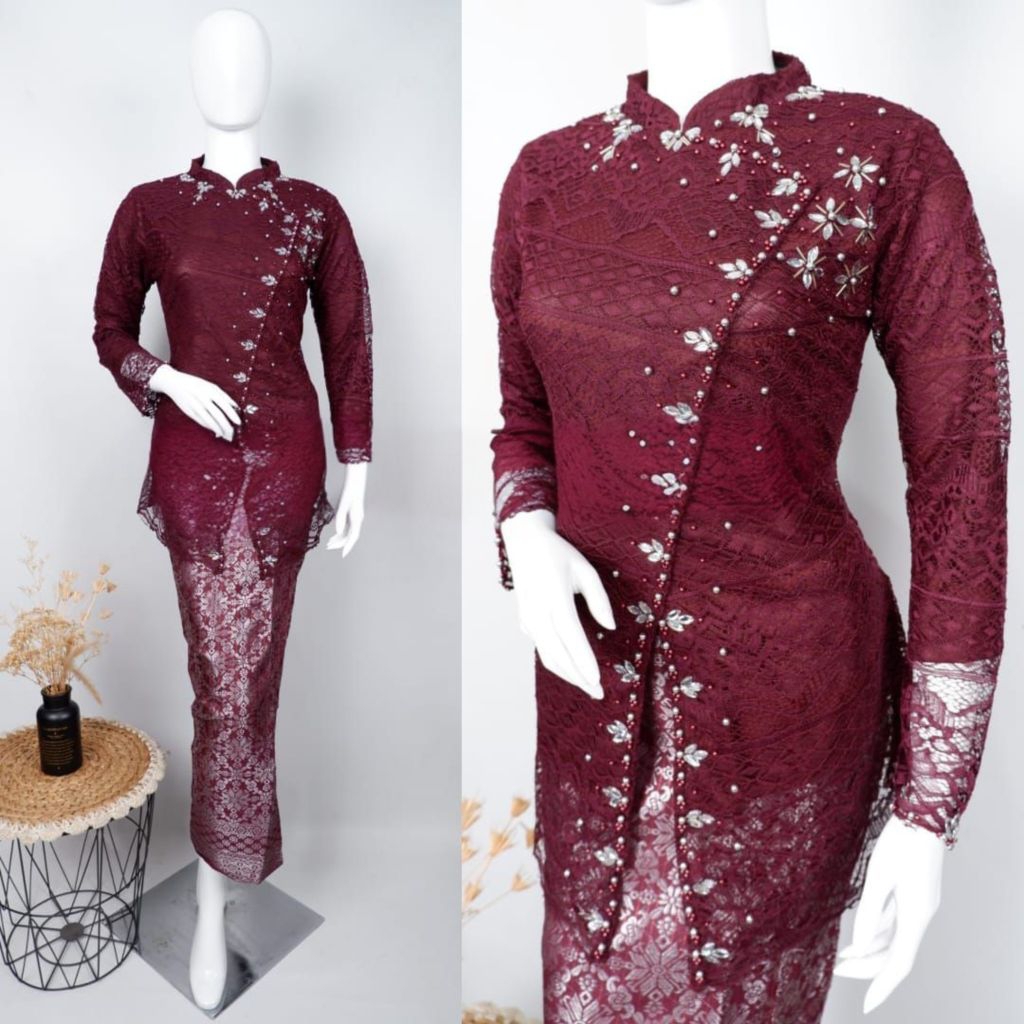 FREE HIJAB SETELAN KEBAYA JANGGAN BROKAT PREMIUM // SETELAN KEBAYA SONGKET BAHAN BROKAT // KEBAYA JA