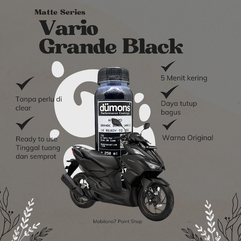 GRANDE BLACK VARIO - HITAM DOFF - HITAM DOFF VARIO - HITAM DOFF METALLIC - HITAM DOFF HONDA