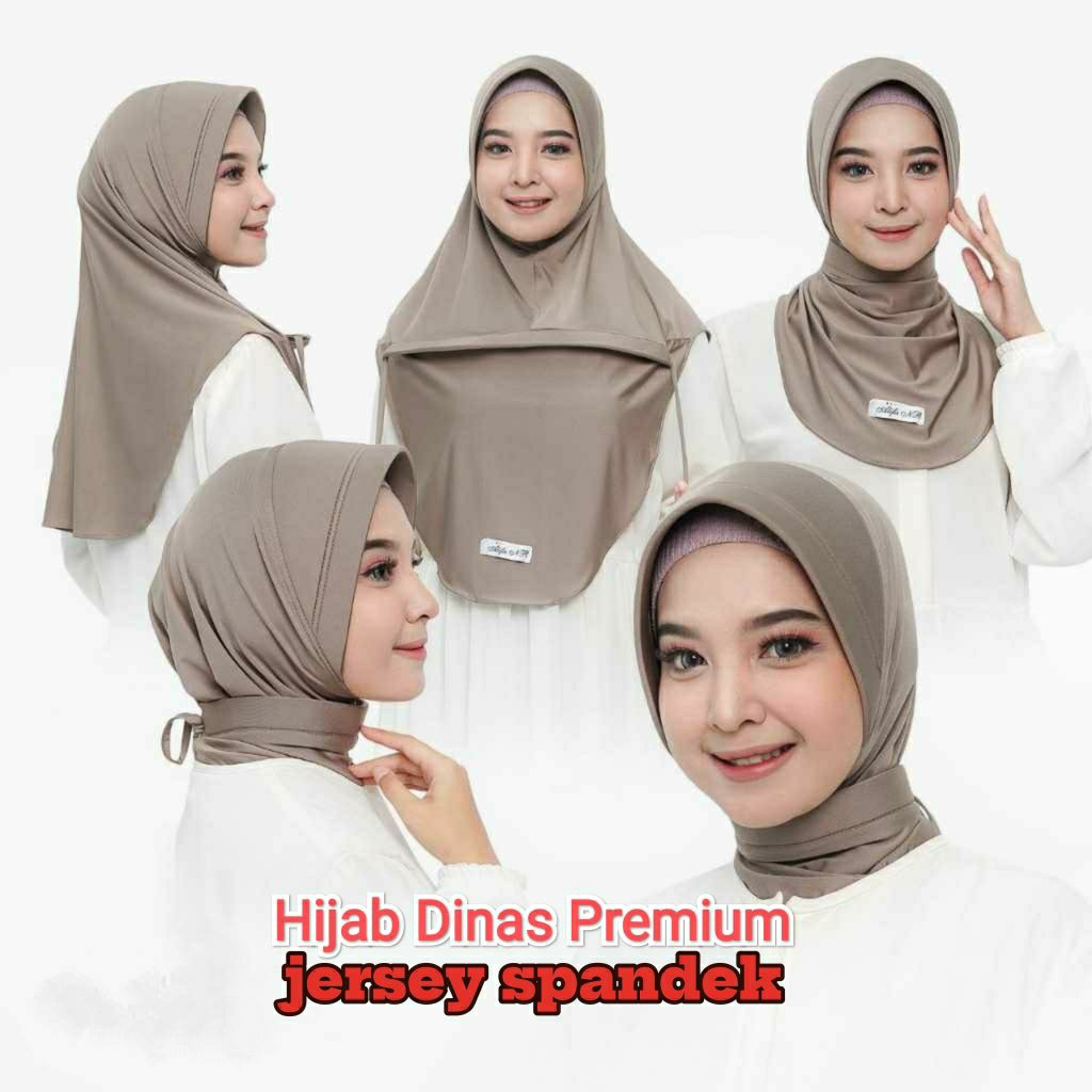 Hijab Dinas Premium Pet Tebal Jilbab PNS Bergo Polwan Tni Security Tali Belakang Anti Tembem warna C