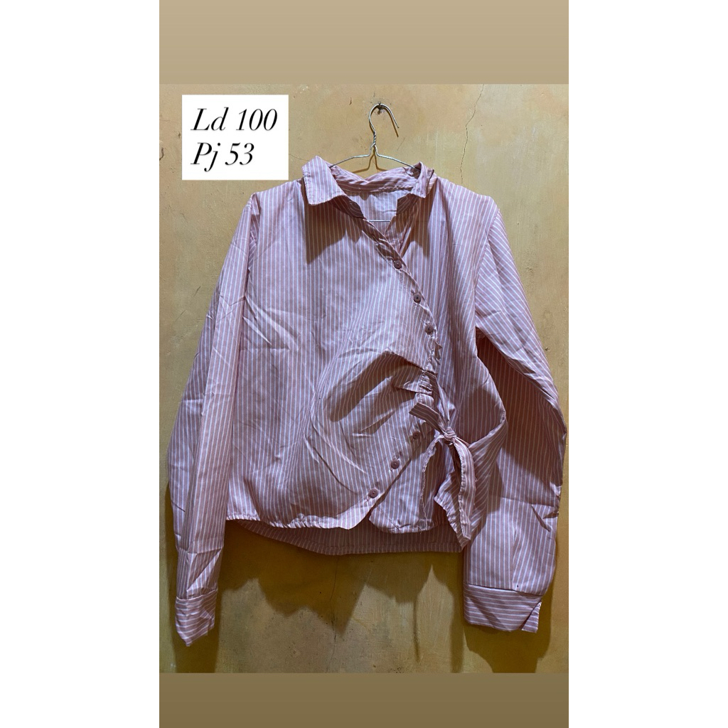 Preloved kemeja salur pink