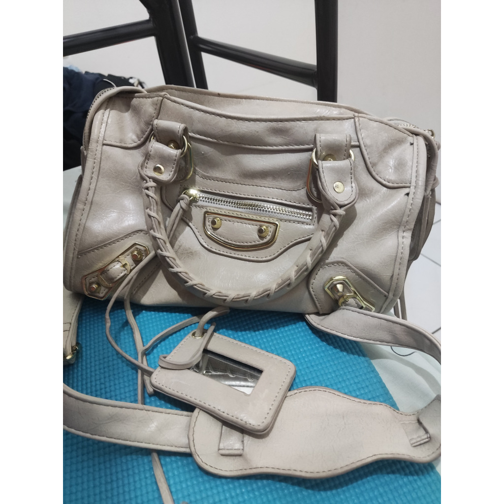 Tas kulit asli Ala Balenciaga Ukuran medium