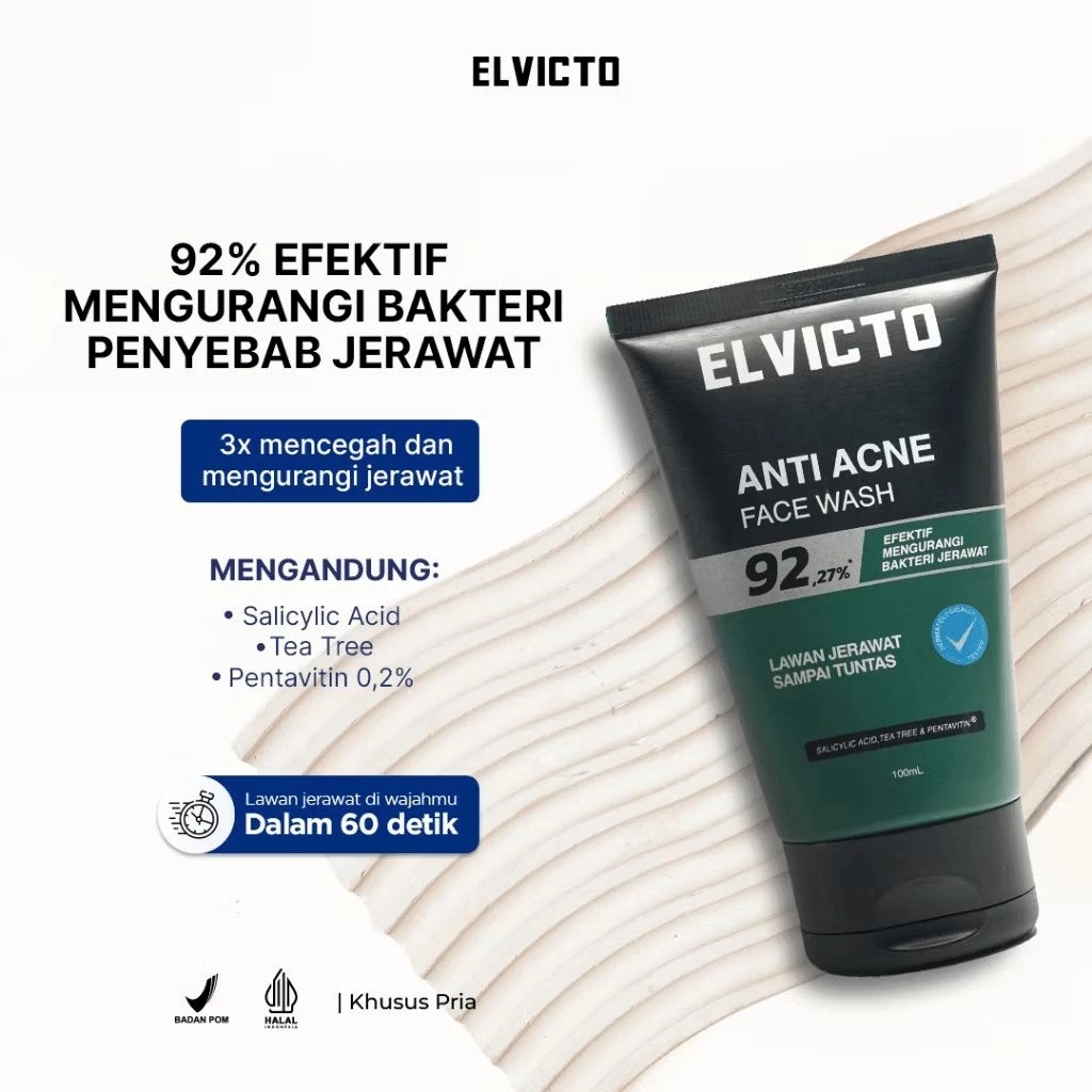 ELVICTO FACIAL WASH 100ML / FACE WASH/ FACIAL FOAM / PEMBERSIH WAJAH PRIA / SABUN WAJAH PRIA