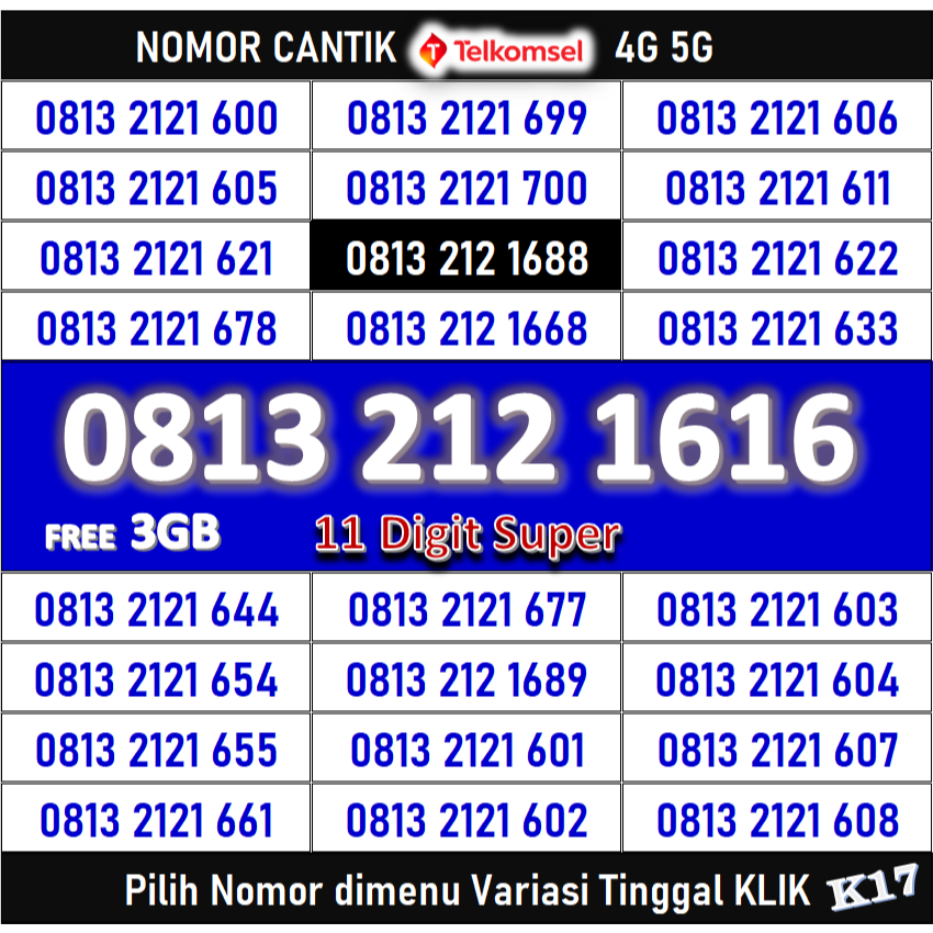 Nomor Cantik Telkomsel Simpati - Kartu Perdana 11 Digit Seumur Hidup ( K17 )